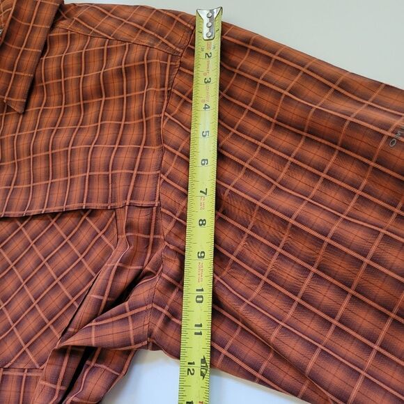 XLT COLUMBIA Omni FALL plaid brown orange outdoor PFG long sleeve SHIRT XL TALL - Picture 3 of 16